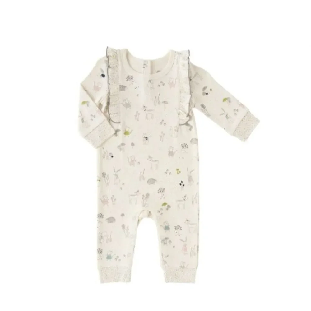 Pehr Organic Baby Girls' Ruffle Romper - Size 3-6M